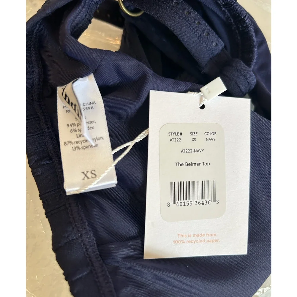 Andie Swim The Belmar Bikini Top In Navy Eyelet XS NWT
